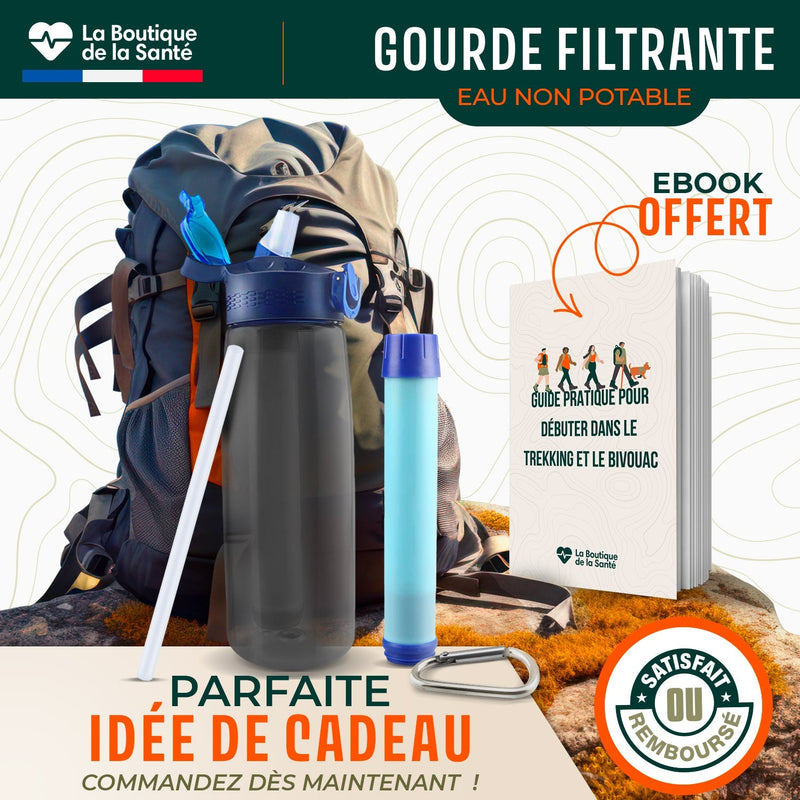 Gourde filtrante pour eau non potable + E-BOOK OFFERT
