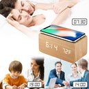 Réveil numérique en bois avec chargeur induction
