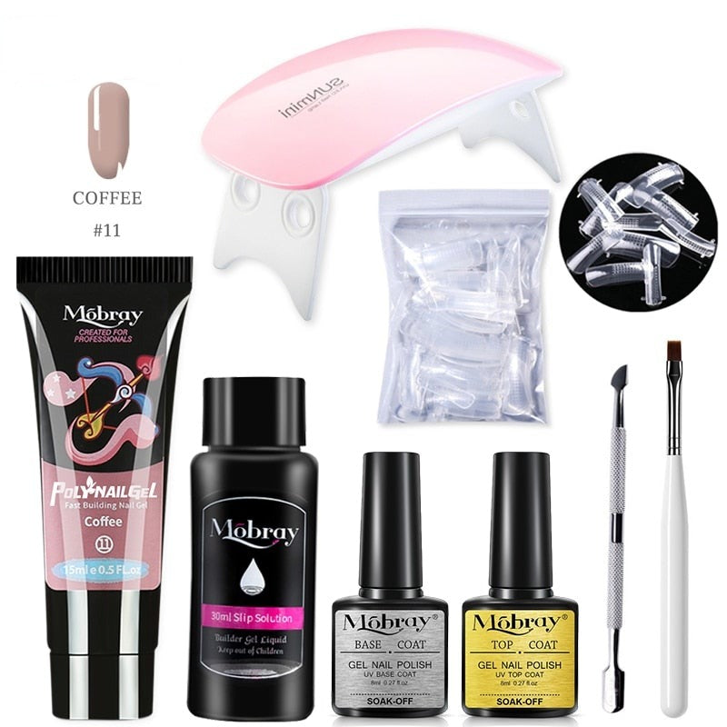 Kit Complet débutant faux ongles en PolyGel - Lampe OFFERTE